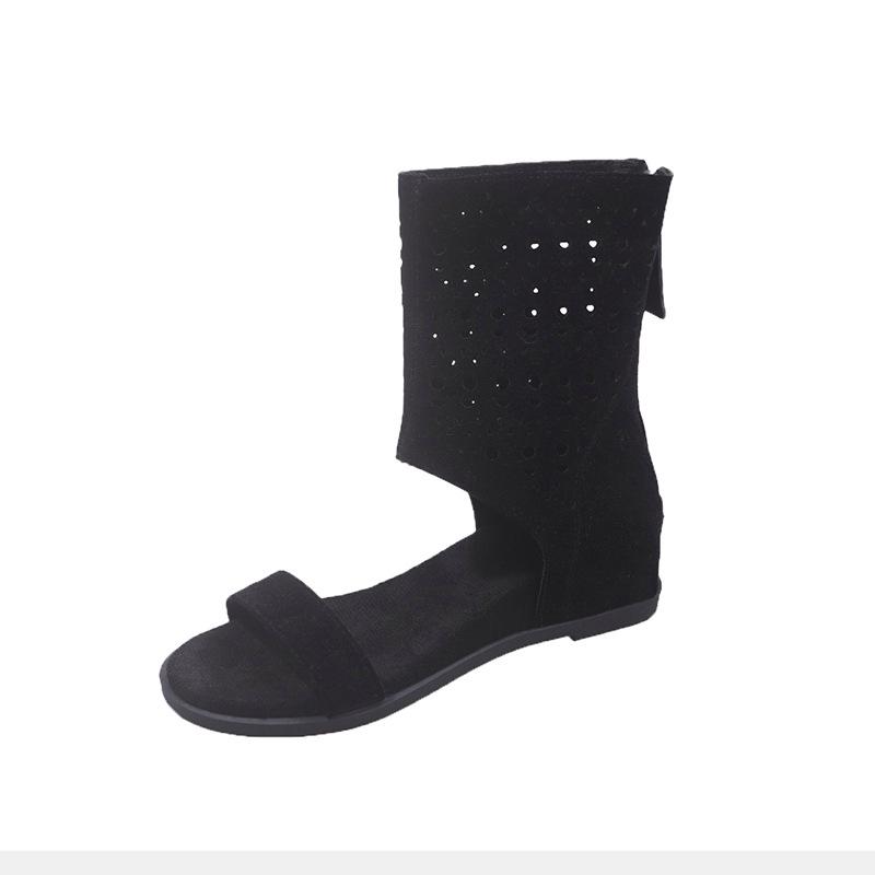 Fashion Hot Selling Women Sandals Hollow Breathable Boots 2025 Summer Inner Heightened Roman Shoes Versatile Short Leg Pants Tube Boots