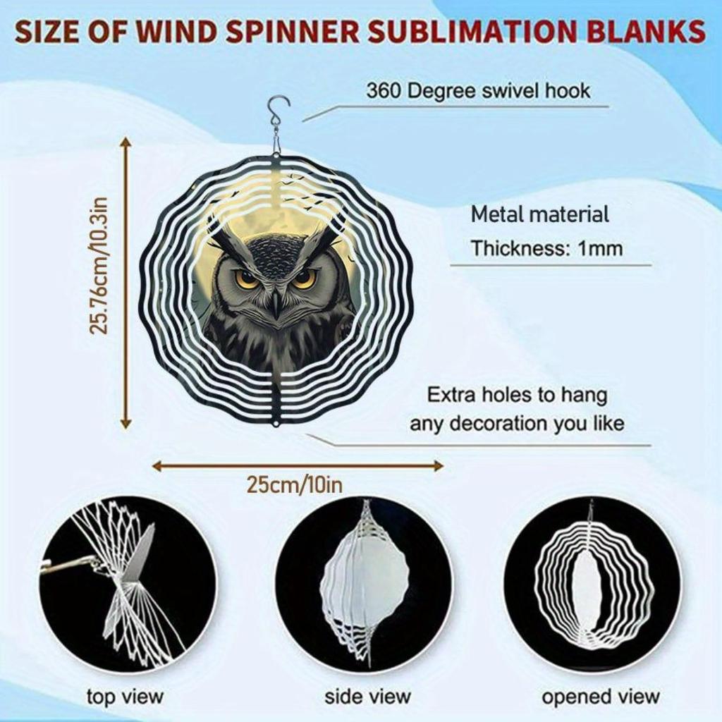 Металлическая сова, колокольчик ветра с вращением на 360 градусов, светоотражающий декор для сада на открытом воздухе, не требует батареек, идеальный подарок для любителей природы