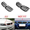 Matte/Gloss Black Front Bumper Kidney Grille Grill Hood Mesh Double Line for BMW 3 Series E90 E91 2005 2006 2007 2008 pre-LCI