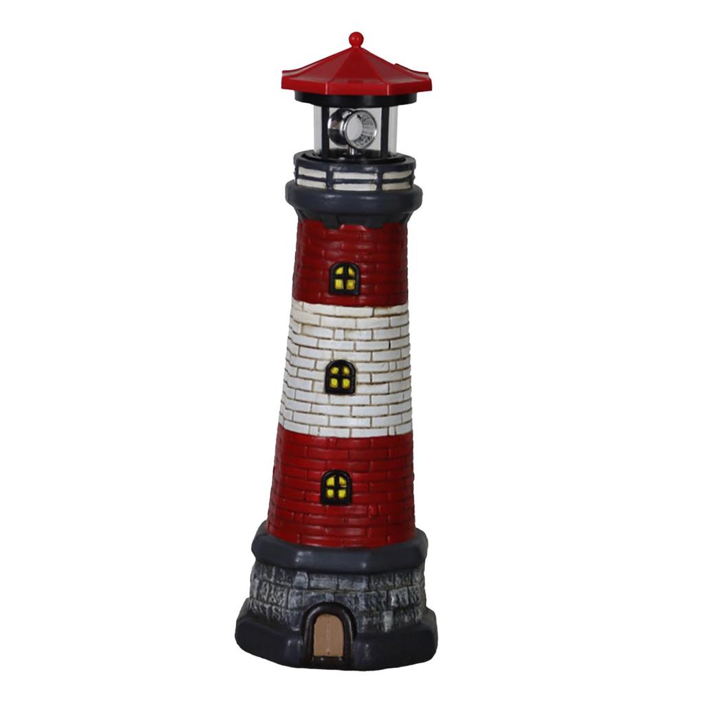 Garden Solar Lighthouse Statue Lamp Windproof Waterproof Outdoor Decoration 14.7inch Tall for Lawns, Fake Rocks Multipurpose