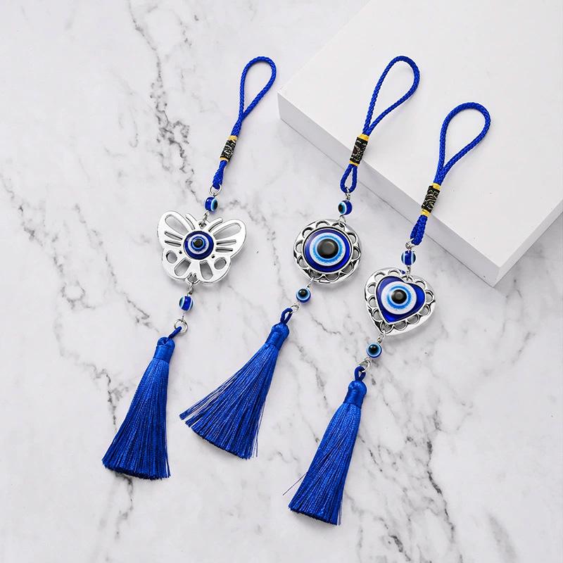 1 шт. Аксессуары для автомобиля Глаз Демона Синие глаза Ретро Брелок-талисман на удачу Подарки Автомобильные украшения Кисточки