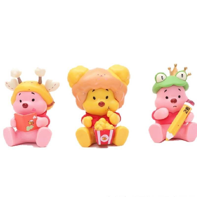 3rd Generation Winnie The Pooh Tiger Striped Pig Ear Toy Figure Doll Egg Decoration Plastic Model