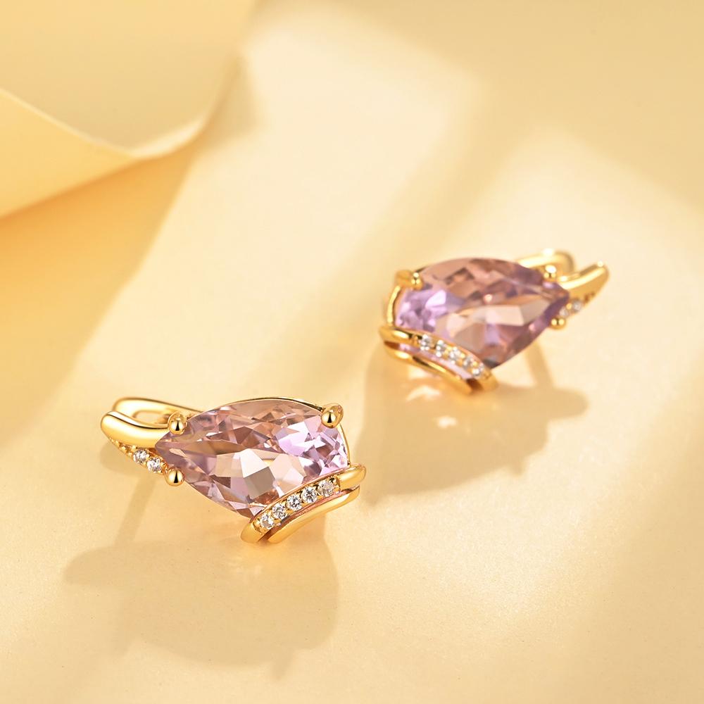 Fashion Drop Shaped Design Natural Amethyst Earrings Real Gemstone Women's Light Luxury Fine Jewelry 925 Sterling Silver Gift