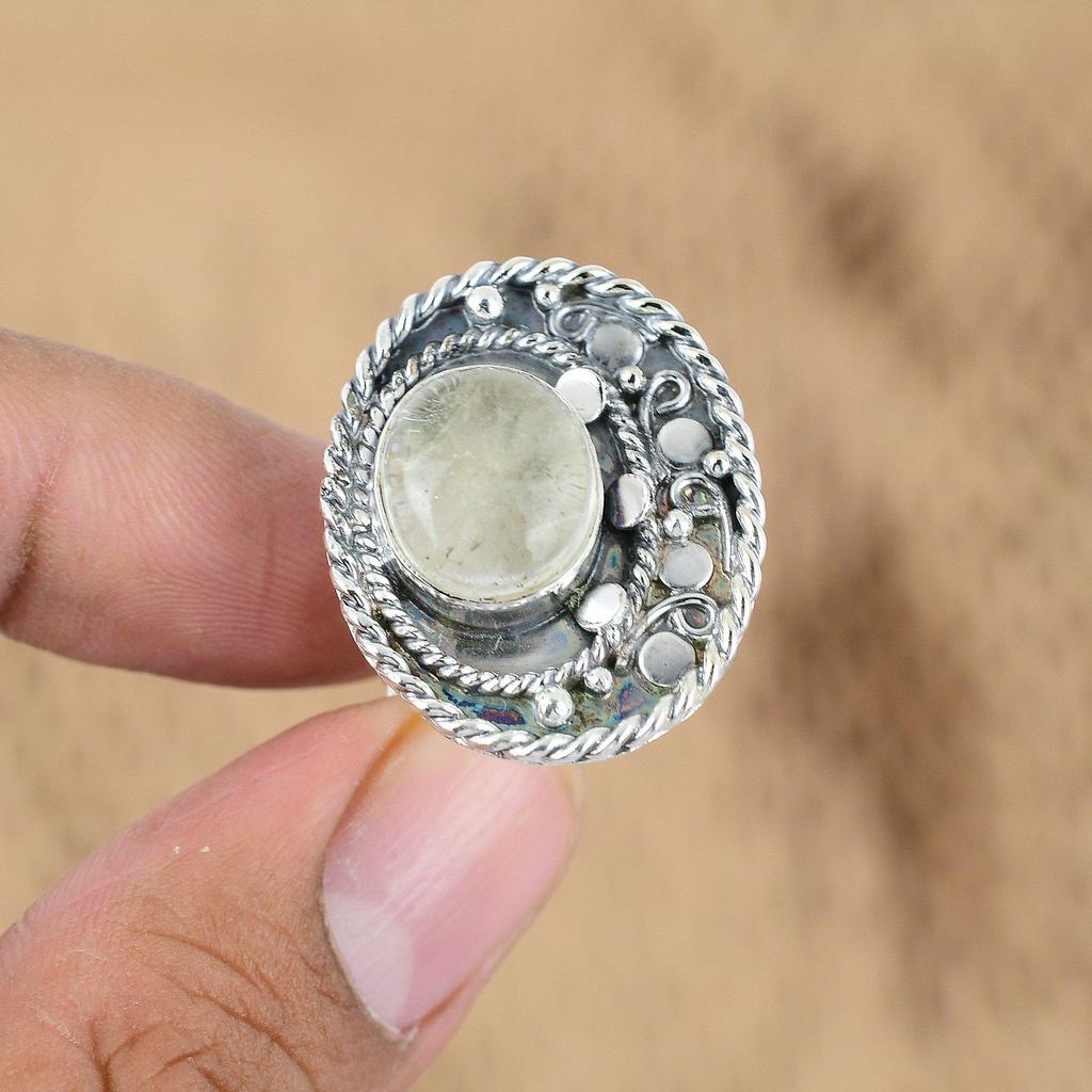 Июньский Натуральный Лунный Камень Стерлинговое Серебро Заявление Обещание Кольцо Ювелирное Изделие