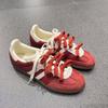Retro Leather Women's Spring New Versatile Color Matching Casual Sports Shoes Red Flat Baseplate Shoes