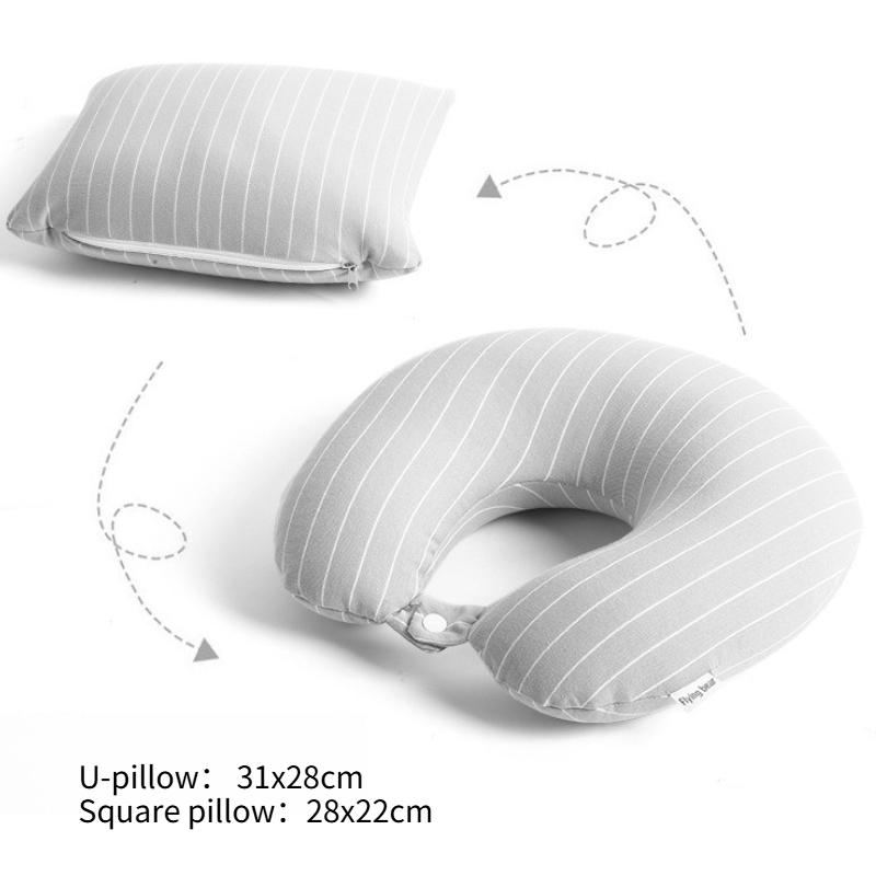 Classic Striped Neck Pillow with Multifunctional Deformat 2-in-1 Pillow with Full Support 360 ° Surround Relieve Neck Pressure Portable Flight Pillow