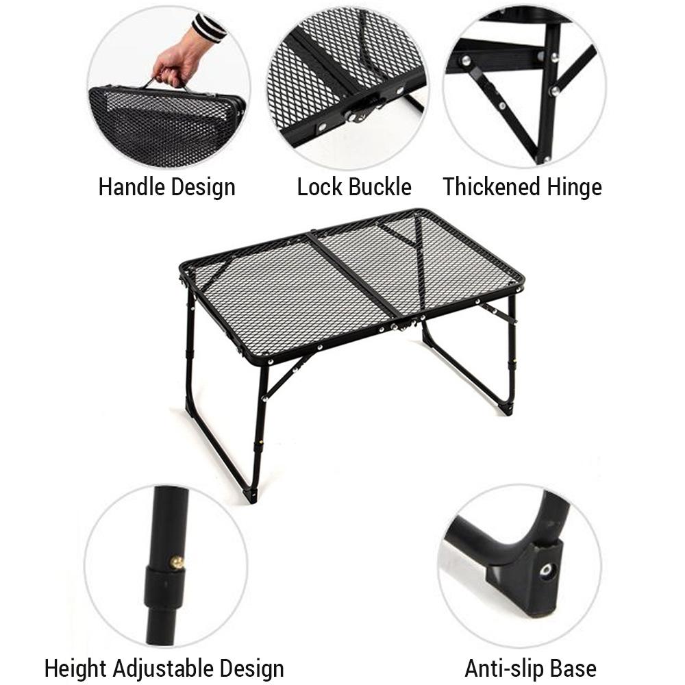 Camping Folding Table Outdoor Picnic Table Foldable Beach Table Mesh Top Grill Table