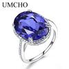 Luxury Tanzanite Gemstone Rings For Women Solid 925 Sterling Silver Fine Jewelry Female Engagement Ring Christmas Gift