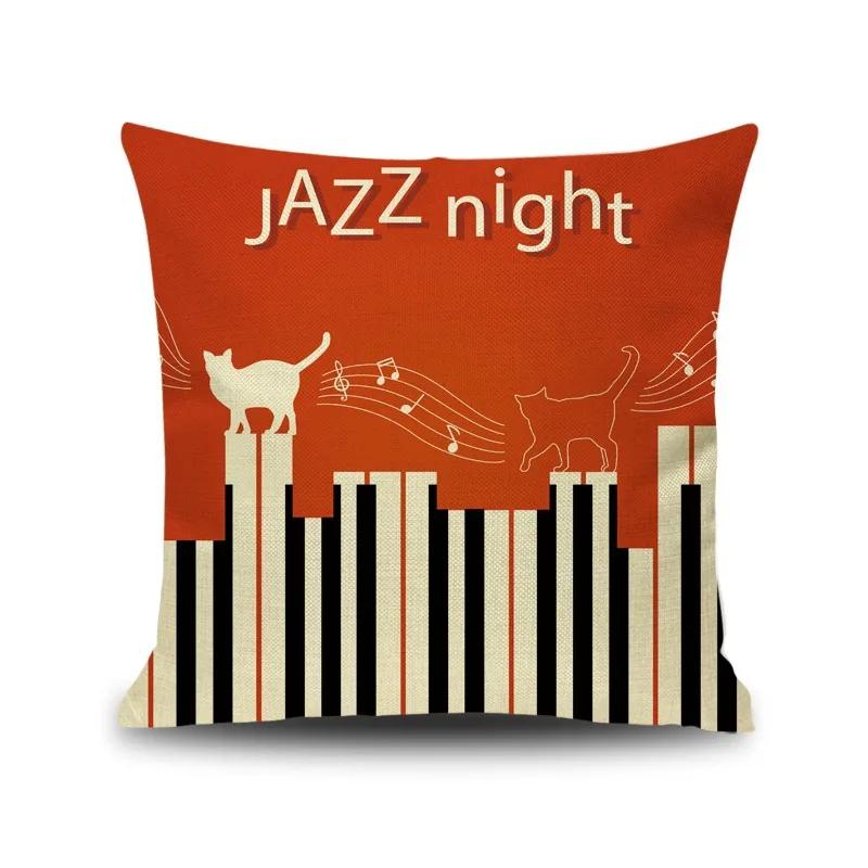 45X45CM Piano Key Wonderful Notes Decorative Pillowcase Car Sofa Art Piece Office Seat Cushion Cover Home Decoration