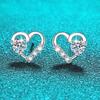 D Color 4mm Certified Heart Moissanite Stud Earrings for Women Classic Christmas Gift S925 Sterling Silver Ear Studs GRA