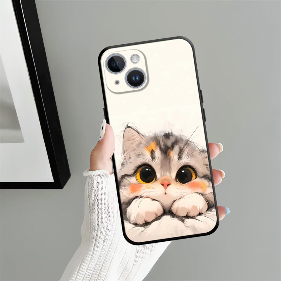 Мультяшный Кот Funda Чехол для Телефона для Apple iPhone 17 Pro Max 16 12 13 14 15 Pro 7 8 Air XR XS MAX 11