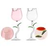Rose-Shaped Red Wine Glasses Rose Shape Wine Glass With Colored Rose Leaves 150/