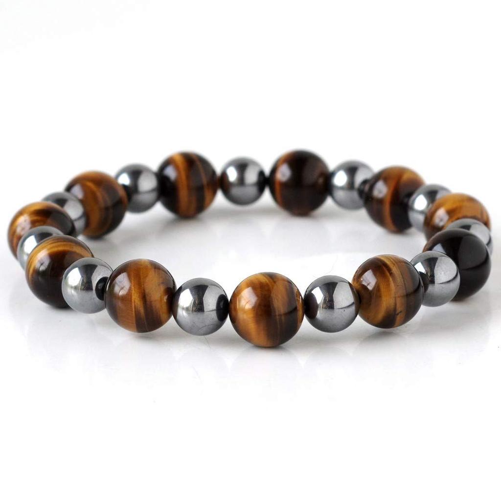 Natural Stone Power Stone Bracelet AAA Tiger Eye Terahertz Accessory Inner Diameter [GOLD STONE] Men's Approx. 15.5cm