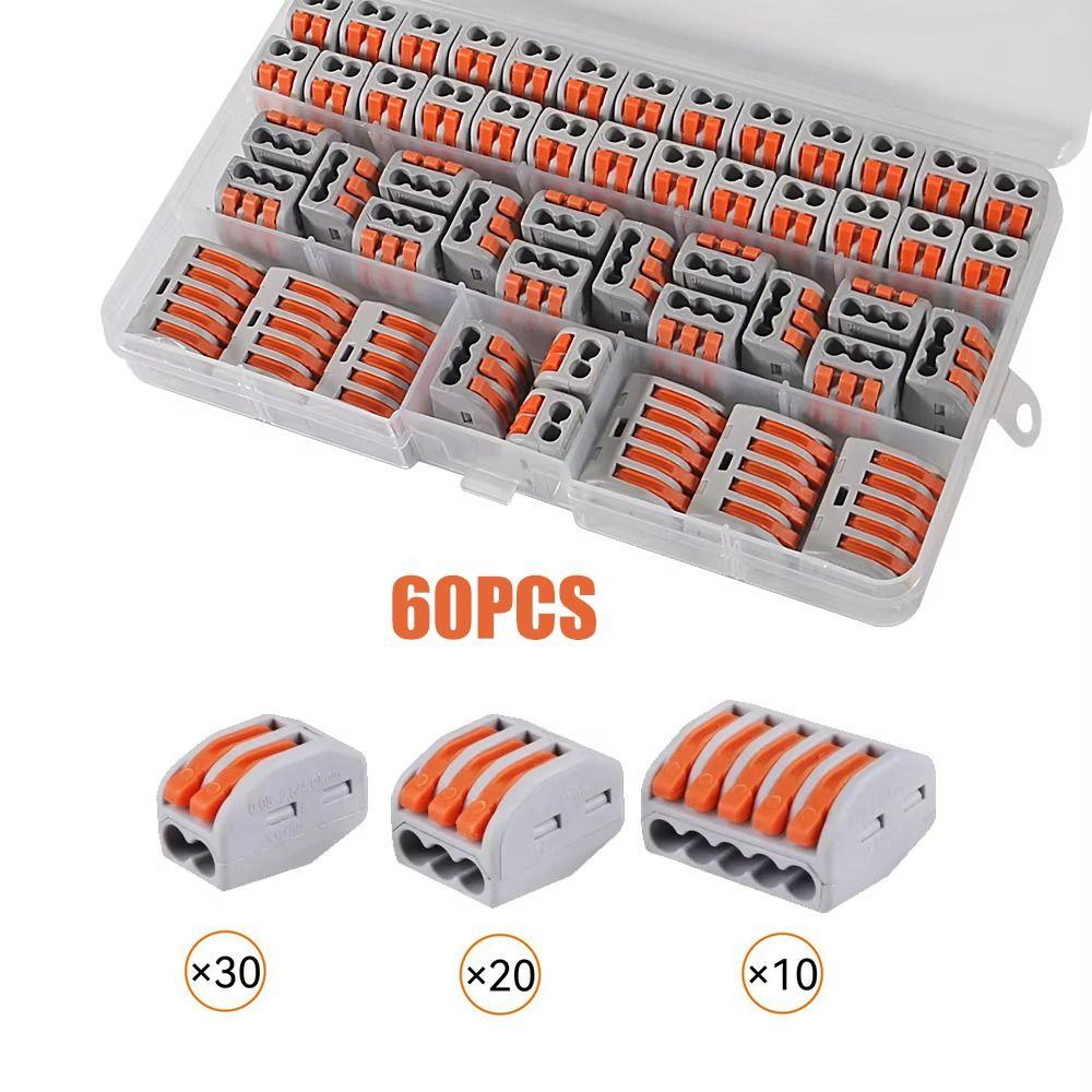 60PCS Puch in Lever Wire Nuts 28-12 AWG Electrical Wire Nuts Lever Wire Connectors Kit