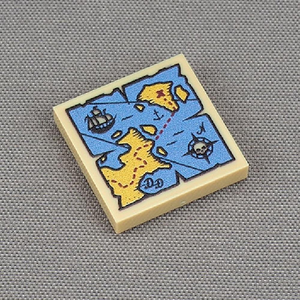 MOC 10 ШТ 3068 Печатные 2x2 Плитки для пола Пиратский корабль Череп Строительные блоки Кирпичи Карты сокровищ Игрушка из частиц Детские подарки