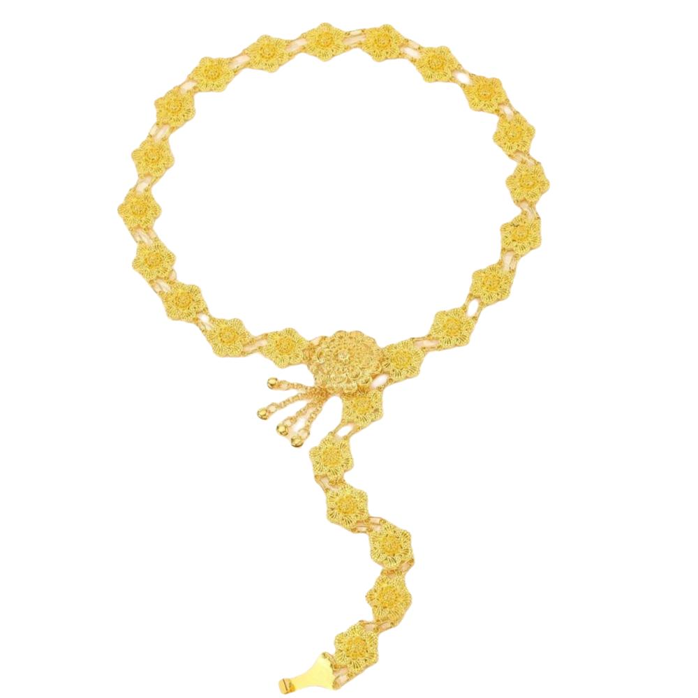 Bell Hollow Out Flower Necklace Metal Dance Dress Belt Chains Thai Belly Waist Chains Women