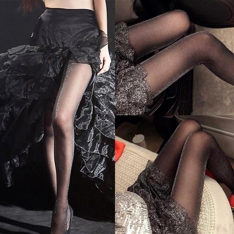 1 пара блестящих леггинсов женские для вечеринки серебристые с пайетками чулки колготки черные