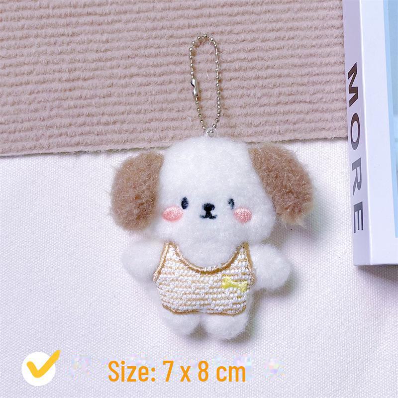Брелок-подвеска в виде плюшевого мультяшного щенка с пищащим звуком, костью, креативной брошью и аксессуарами для волос