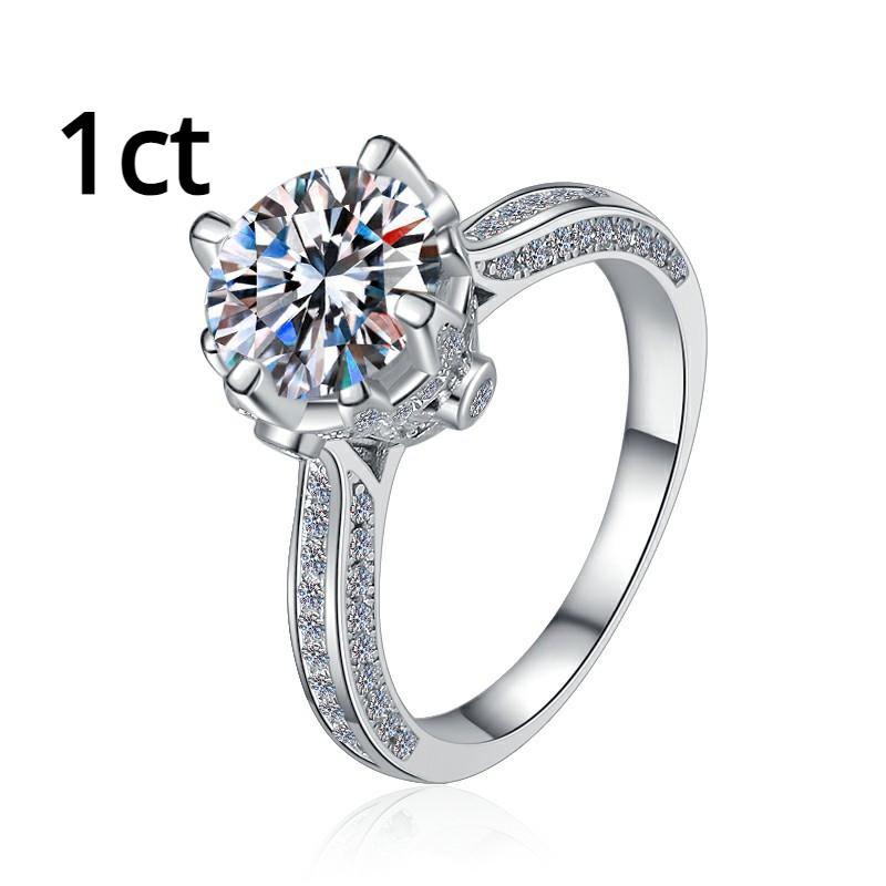 D Color Moissanite Women's Ring S925 Sterling Silver Ring 1/2 Carat Ring Engagement Diamond Ring Wedding Ring Gift for Girlfriend
