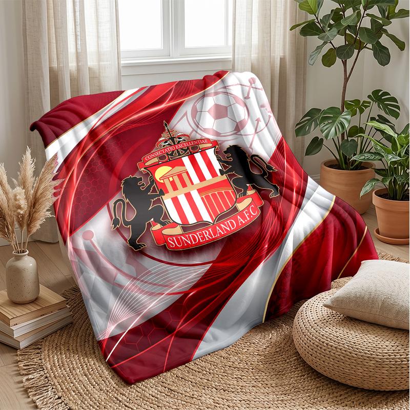 Sunderland Football Print Flannel Blanket, Soft Warm Lightweight Throw Blanket for Sofa Bed Camping