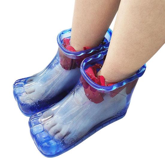 1 Pair Massage Foot Bath Shoes, Portable Feet Soaking Tub Feet Spa Shoes, Pedicure PVC Tall Foot Soaker for Foot Massage Relax