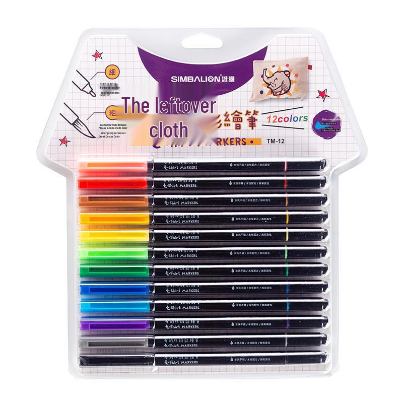 12-Color Double-Ended Fabric Paint Pens for Hand-Painting T-Shirts, Shoes, Canvas Bags, and Textiles