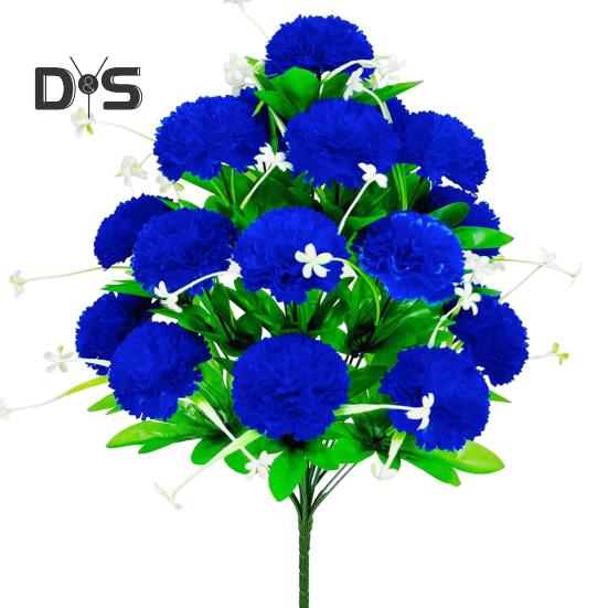 Искусственная гвоздика Реалистичная 18 головок Искусственный шелковый цветок Устойчивый к ультрафиолетовому излучению Свадебная вечеринка В помещении На открытом воздухе Сад Двор Искусственные цветы Растения Украшения