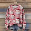 Long Sleeve Pullover Sweaters For Women O Neck Casual Cute Printing Knit Oversized Sweater