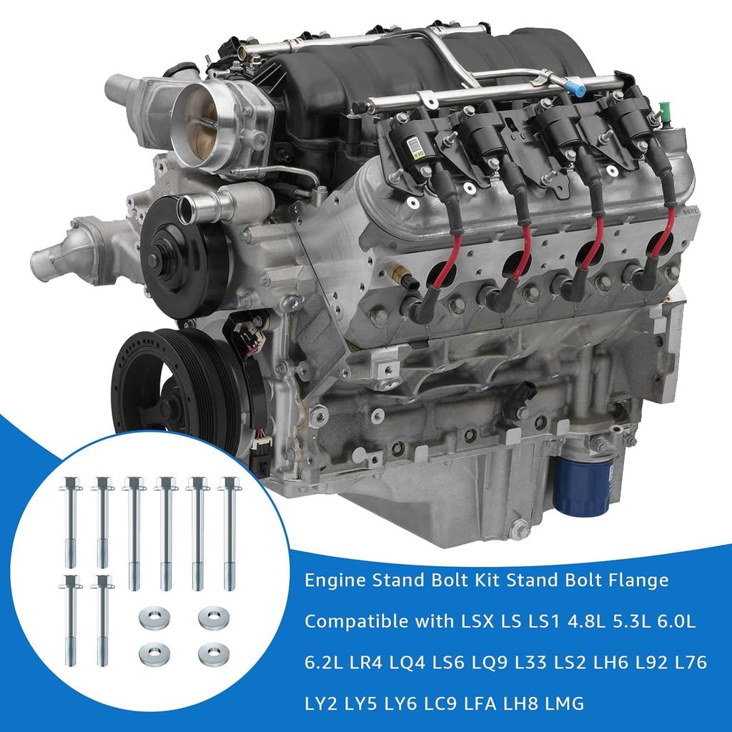 12 ШТ. Комплект болтов для стойки двигателя - Болт-фланец M10-1.5 Совместим с LSX LS LS1 4.8L 5.3L 6.0L 6.2L LR4 LQ4 LS6 LQ9 L33 LS2 LH6 L92 L76 LY2 LY5