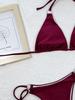 Women's Solid Color Split Swimsuit Triangle Back Tie Bikini Set
