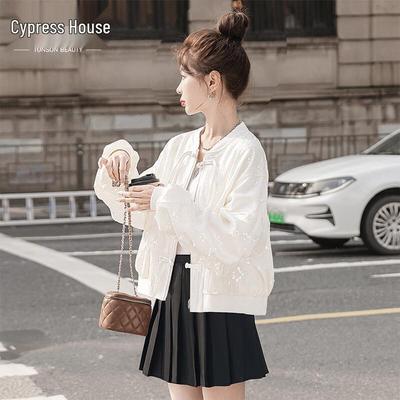 Женская куртка в новом китайском стиле с пайетками и воротником бейсболки