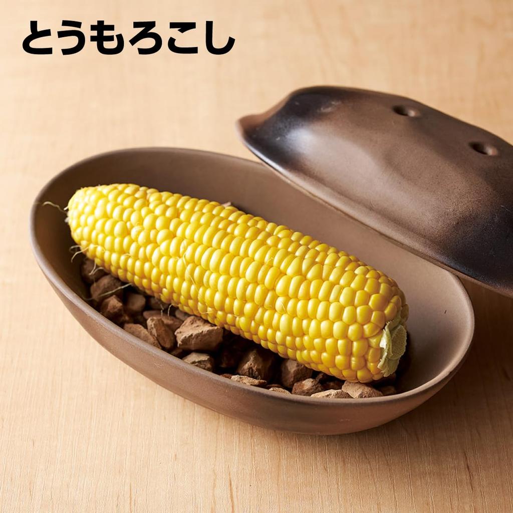 Керамическая кастрюля Sento Senga, пригодная для микроволновой печи, для запекания сладкого картофеля в каменной печи (с Камнем) - Керамика, Банко Яки, Только для микроволновой печи, Сделано в Японии, 01-14