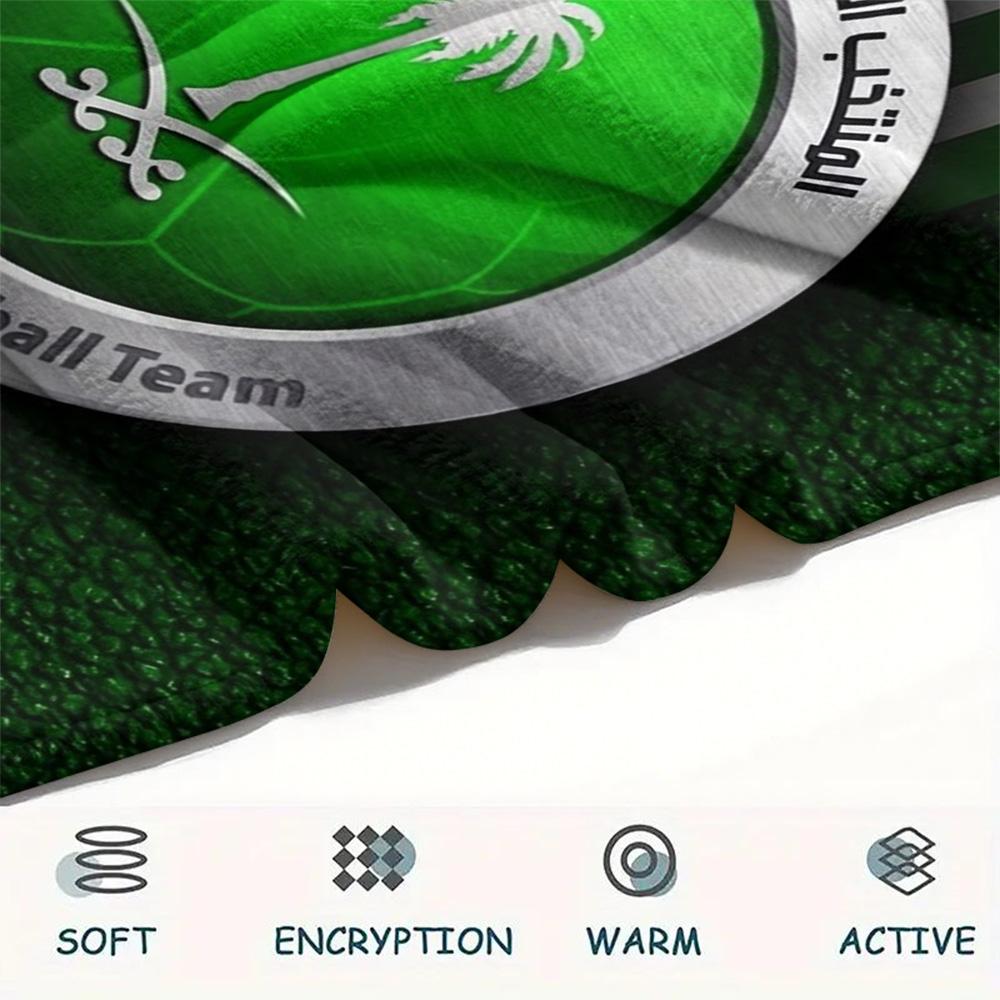 1PC Saudi Football Crest Custom Name Patterned Flannel Blanket Suitable For All Seasons For Home Decor Warmth And Comfort Gifts Holiday Present