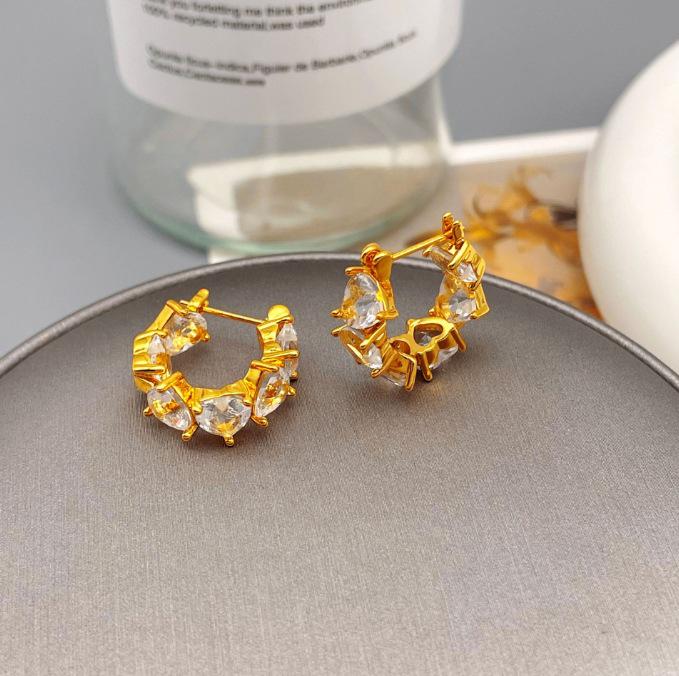 Elegant French Retro Zircon Hoop Earrings for Women