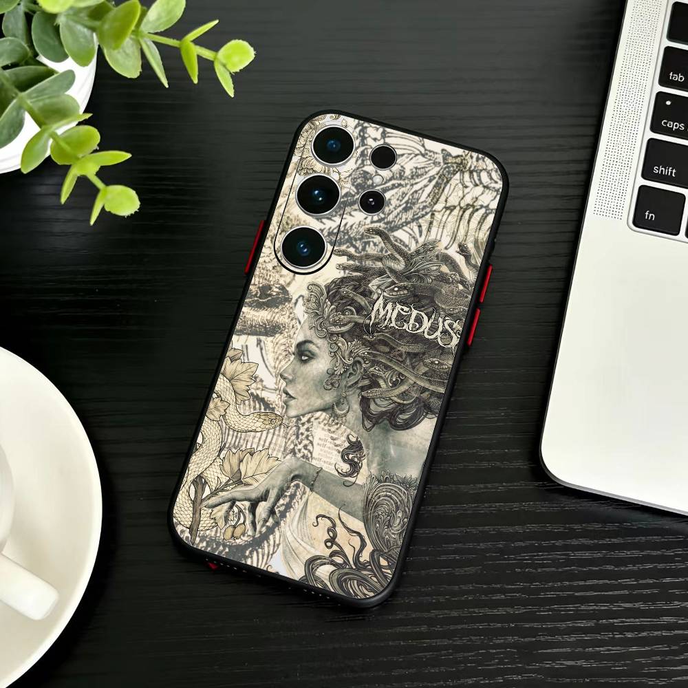 Темный Орнаментальный Коллаж Чехол для Телефона Для Samsung S26,S25,S24,S23,S22,S21,S20,S30,Ultra,Plus,Fe,Note,5G Черный Чехол