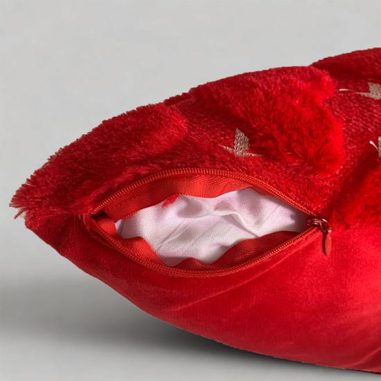 Красная наволочка-подушка в форме сердца, плюшевая, с надписью «Love», накидка на декоративную подушку в виде романтичного пушистого 3D-сердца для гостиной, спальни, украшения на День святого Валентина