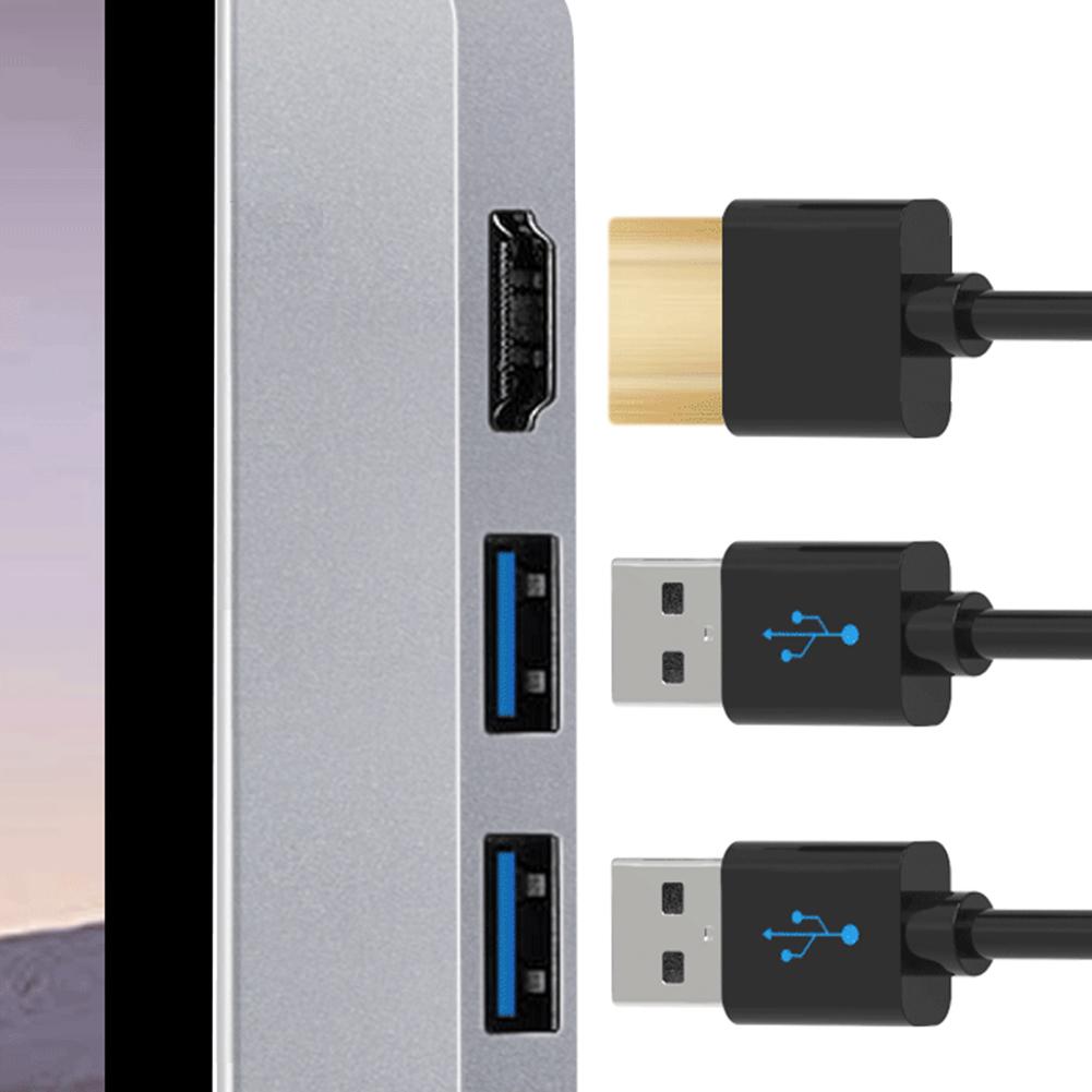 6-в-1 Док-станция Type-C (папа) на HDMI-совместимый, SD для MicroSD, USB-хаб, высокоскоростная передача для Surface Pro 8/9/X