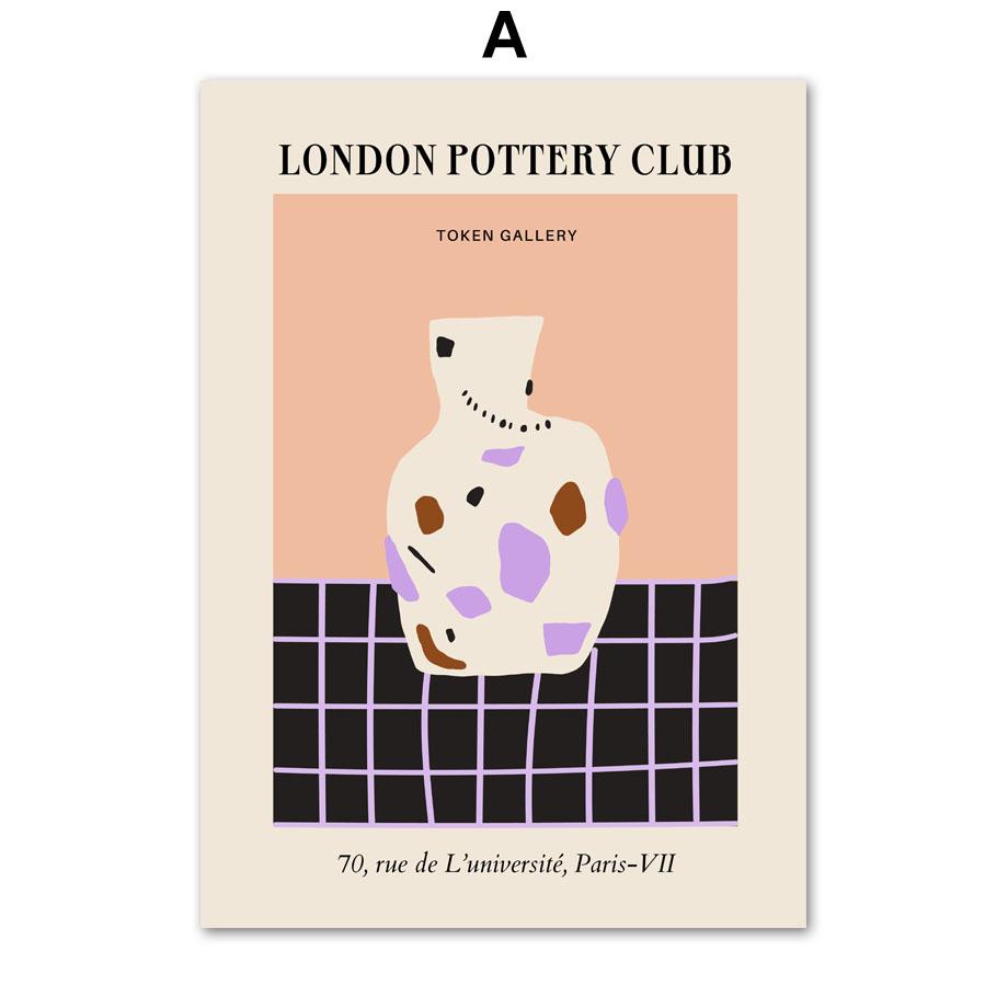 Абстрактный Городской Керамический Рынок Ваза Цветок Лист Настенное Искусство Холст Живопись Винтажные Постеры Принты Картина Для Гостиной Домашний Декор