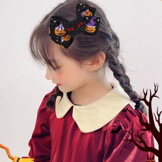 2/6 шт., заколка для волос на Хэллоуин, изысканная работа, заколки для волос с бантом на Хэллоуин, милые аксессуары для волос для девочек и женщин