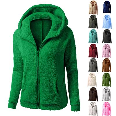 Женское зимнее пальто с капюшоном из плюша, толстовка на молнии