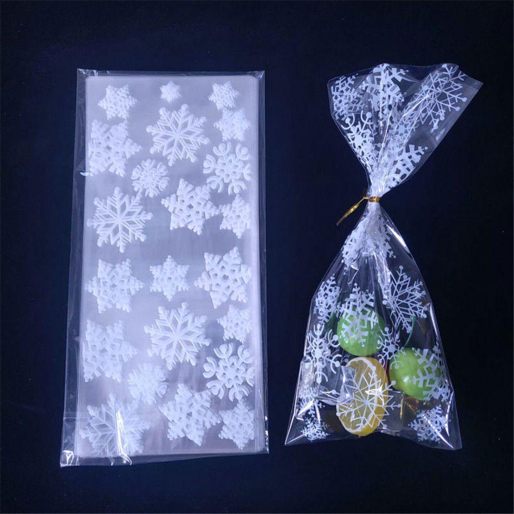 Snowflake Party Supplies Christmas Candy Bags Baking Packaging Cellophane Cookies Storage