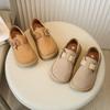 2024 Новые повседневные туфли для мальчиков, детская мода, пряжка, круглый носок, лоферы для девочек в британском стиле, универсальная дышащая детская обувь унисекс