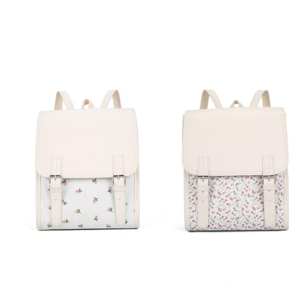 Вместительный школьный портфель из ПУ кожи с откидным клапаном, эстетичный рюкзак с цветами для девочки