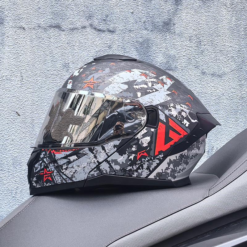 Motorcycle Helmet Men's and Women's Face-off Helmet Summer Locomotive Full Helmet Universal Safety In All Seasons