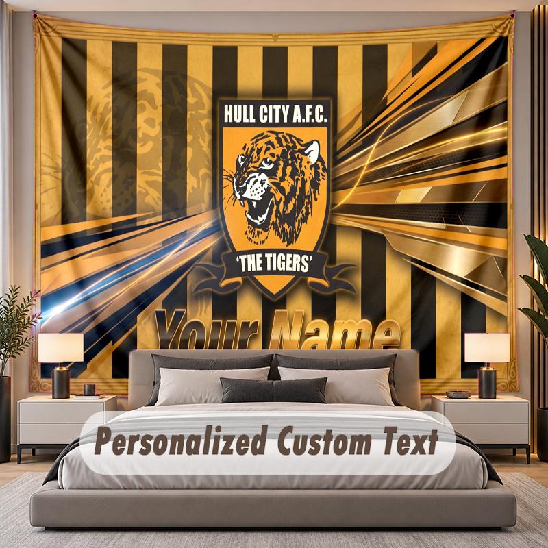 Custom Name Text Tapestry Hull FC Personalized Polyester Wall Tapestry For Bedroom And Room
