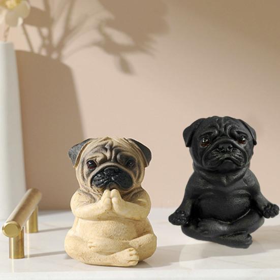 Медитирующая фигурка собаки из смолы, статуя французского бульдога, йога, щенок, скульптура животного, домашний офис, настольный сад, украшение, орнамент