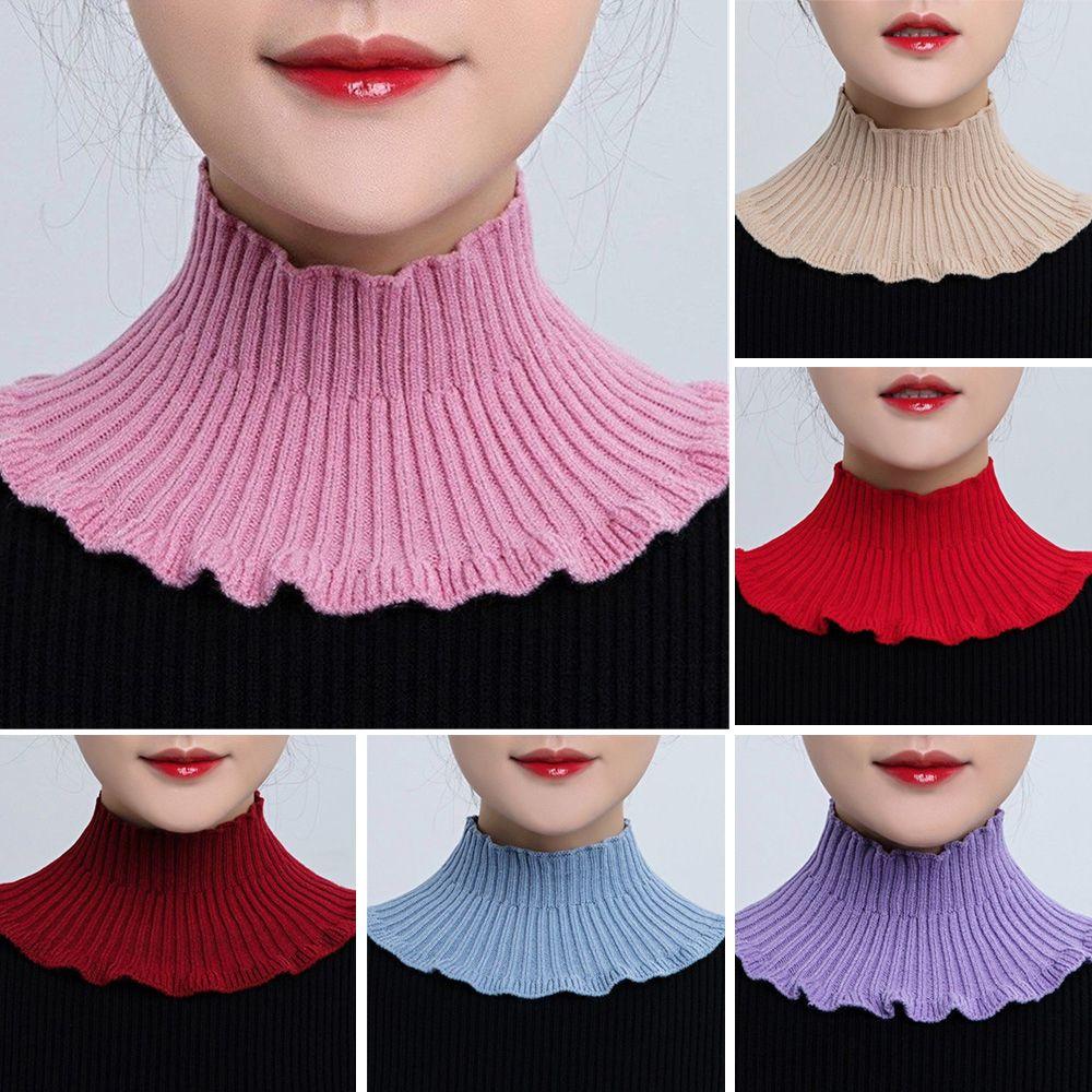 Winter Warm Windproof Detachable Neck Guard Scarf Knitted Fake Collar Turtleneck
