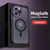 Матовый чехол для телефона с узором из углеродного волокна для Iphone 14 13 12 11 Pro Max Magsafe, магнитный чехол для мобильного телефона с беспроводной зарядкой, принципиально