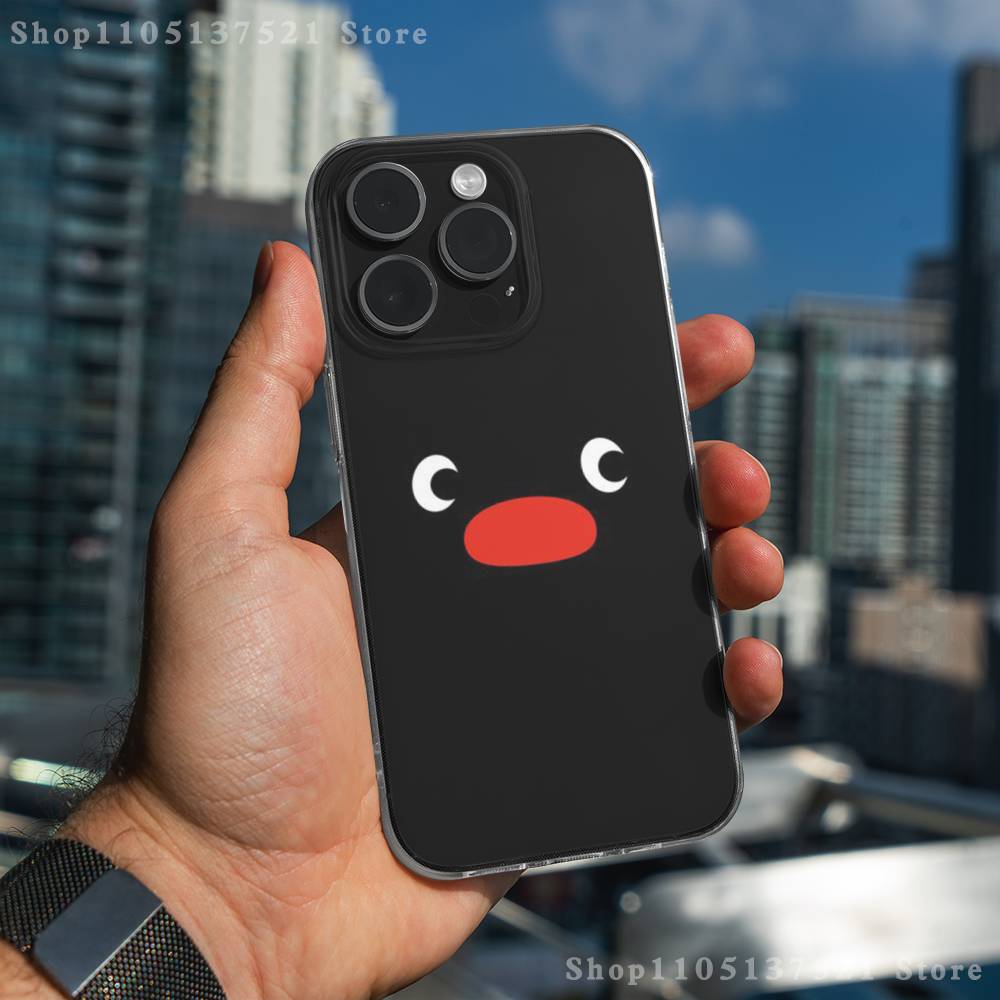 Cute Art P-Pingu Penguin Phone Case For iPhone 17,16,15,14,13,12,11 Pro,Max,Plus,X,XS,XR,SE4,E Mini Transparent Soft Cover
