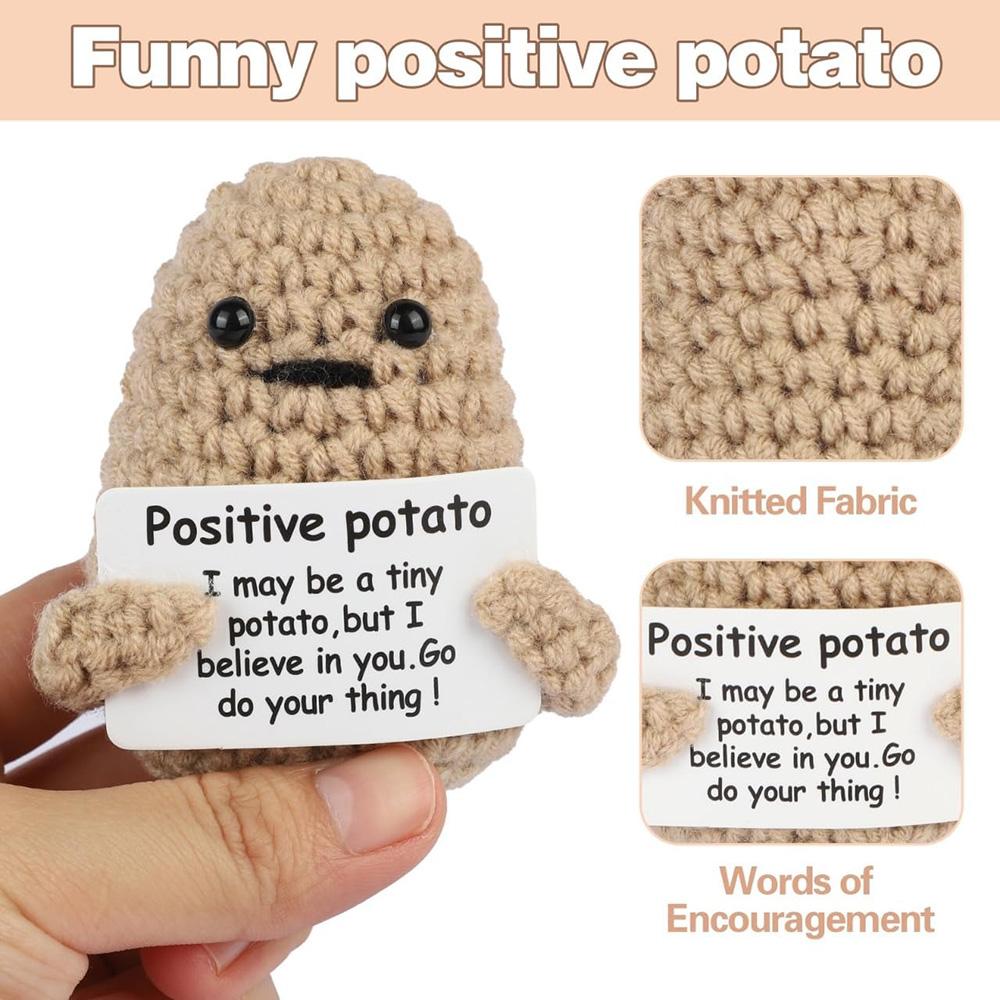 Positive Energy Potato Pocket Hug Handmade Animalcrochet Mini Doll Funny Wool Gift For Friends Or Lover Emotional Support Plant